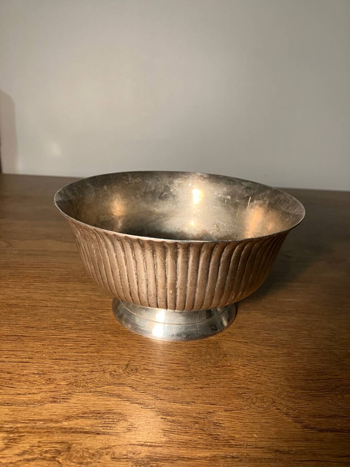 Silver metal stand bowl