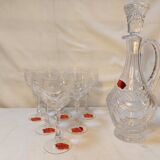 Set of 6 wine glasses and carafe in Lorraine Crystal - Gérard Model