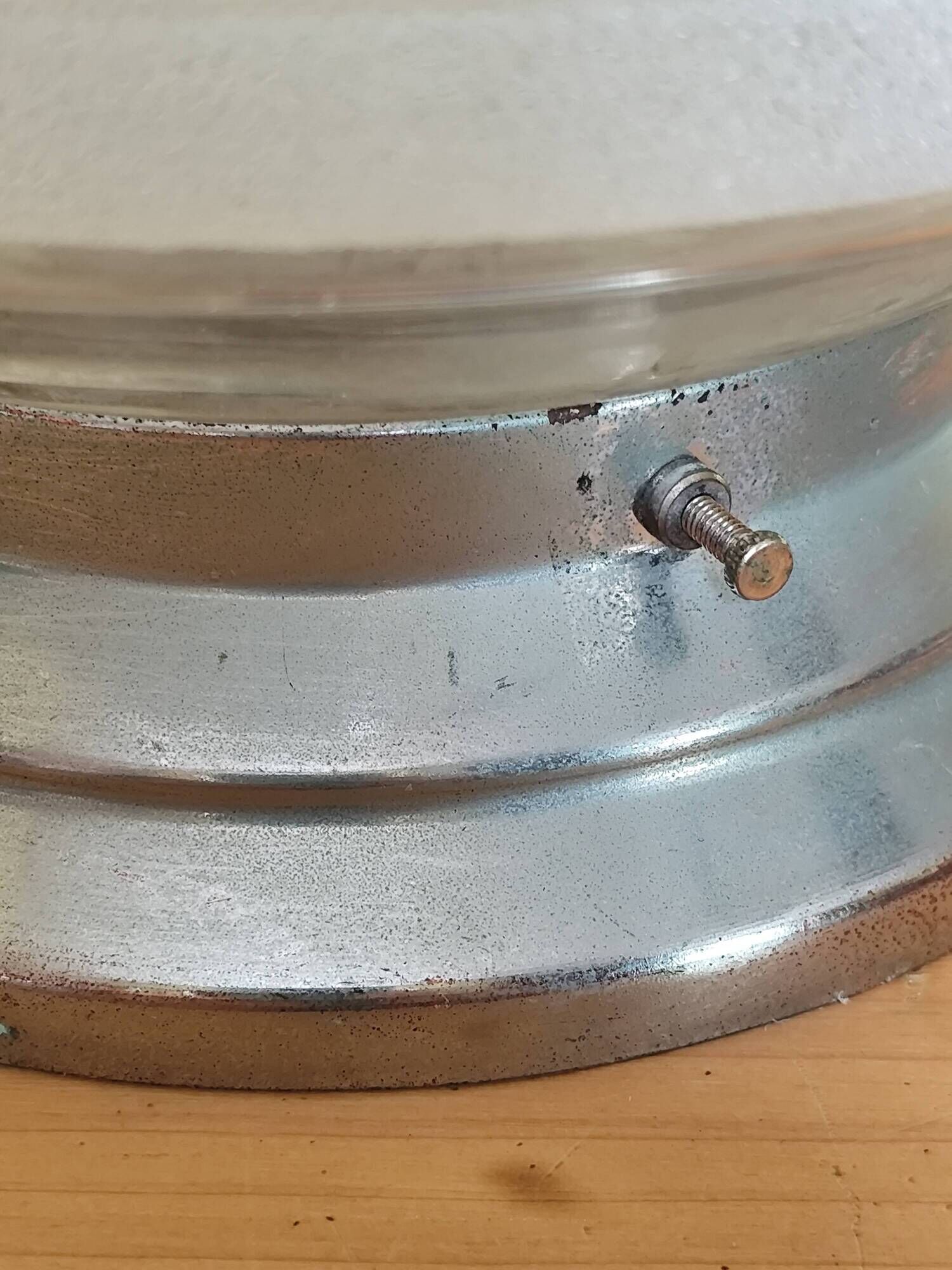 plafonnier des années 40,  globe verre granité opaque -  lampe de table