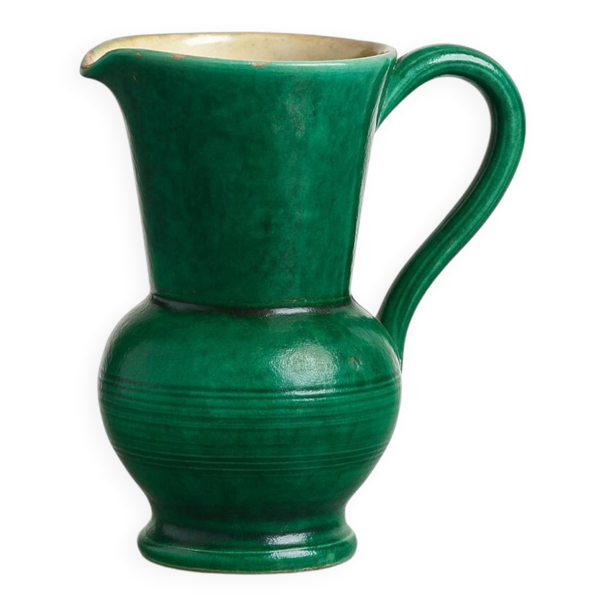 Green glazed ceramic carafe