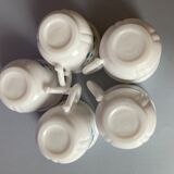 5 cups veronica tea with blue myosotis in white glass from arcopal-80s-retro-vintage