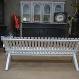 Banc de Jardin pliant en hêtre laqué blanc d'origine vintage  1950