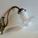 Swan neck wall lights in bronze and glass - early 20th century.