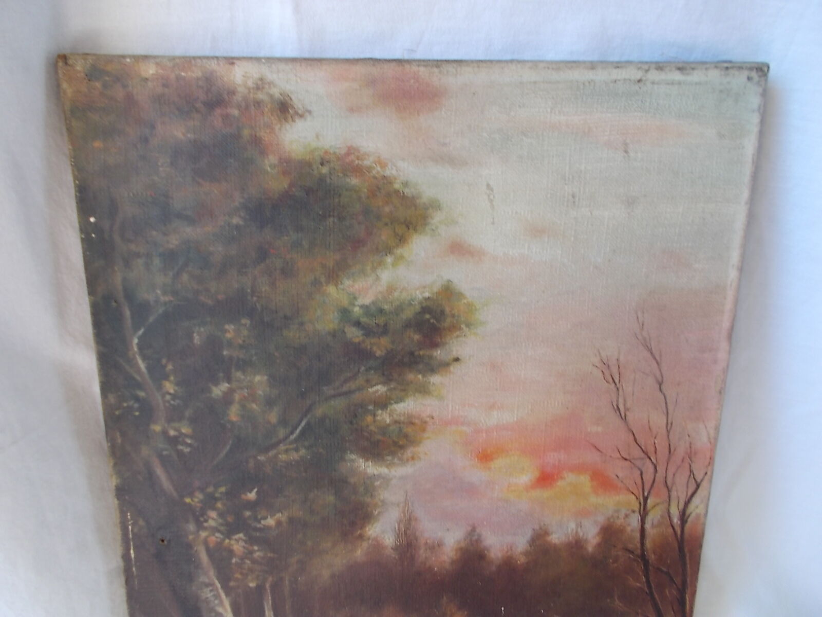 Pair of old paintings "painting landscape on canvas"