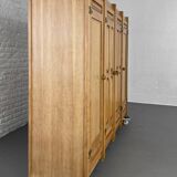 Oak and Brass Wardrobe by Guillerme Et Chambron, 1960s