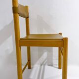 Ensemble de 6 chaises en bois et cuir, Italie, années 1960