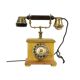 Old Italian Analog Telephone with Rotary Copper Wood Velvet