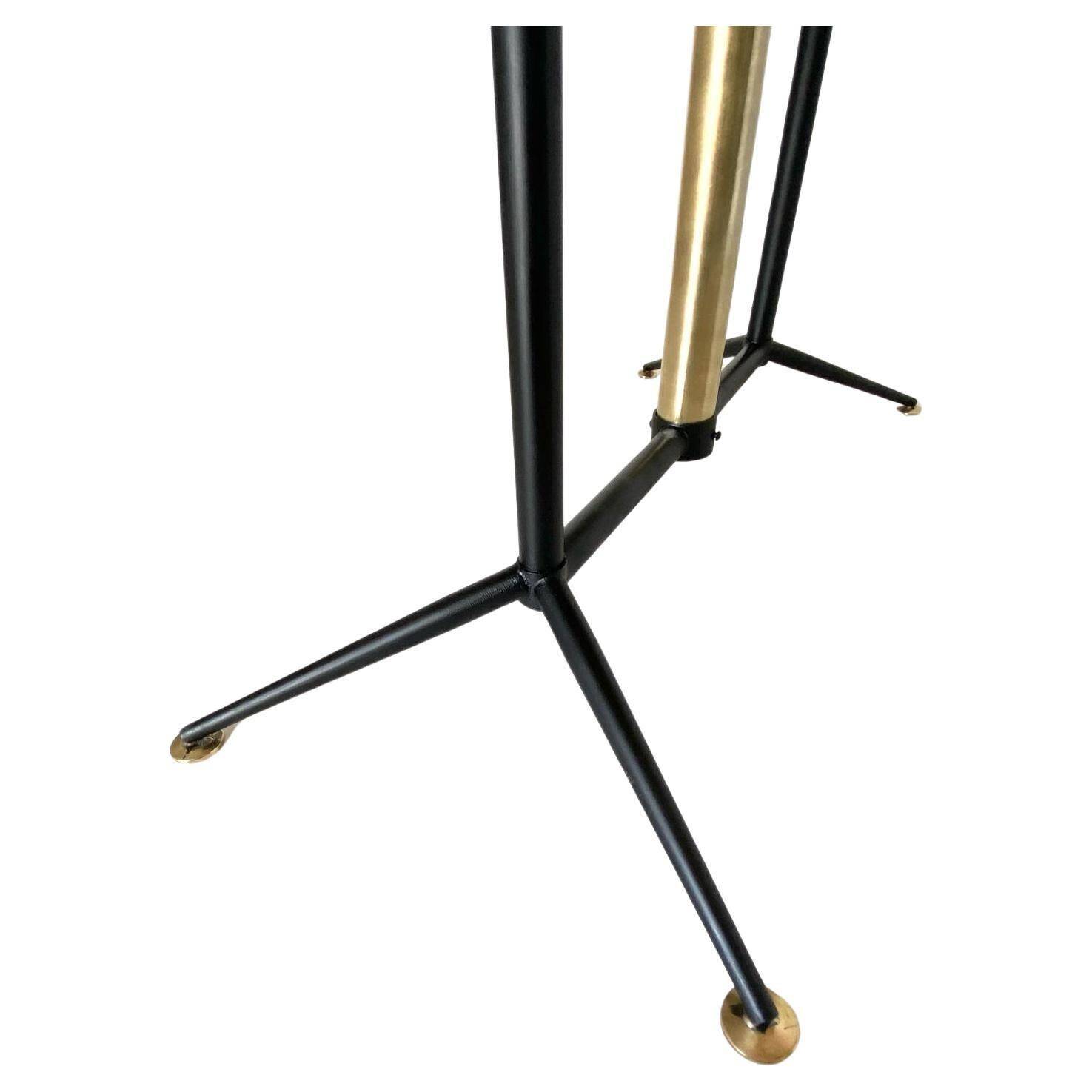 Vintage coffee table with smoked glass top and iron and brass base, Italy 1960s