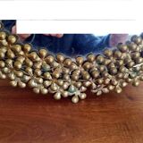 Vintage round mirror in gold metal circa 1950