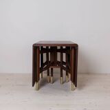 Midcentury Dining Table, Teak Wood, Brass Elements, Norway, 1950s