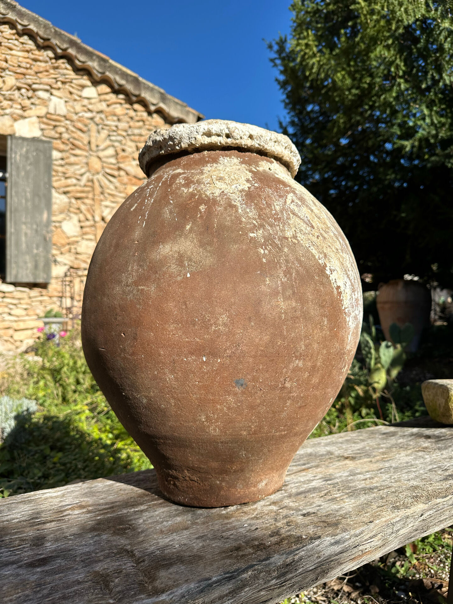 Ancient terracotta pottery jar from the 19th century.