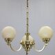 1930s Art Deco brass chandelier with textured glass globes, Czechoslovakia