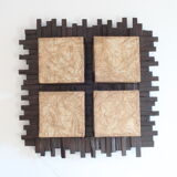 Scandinavian style wall lamp in wood and fabric, 1970