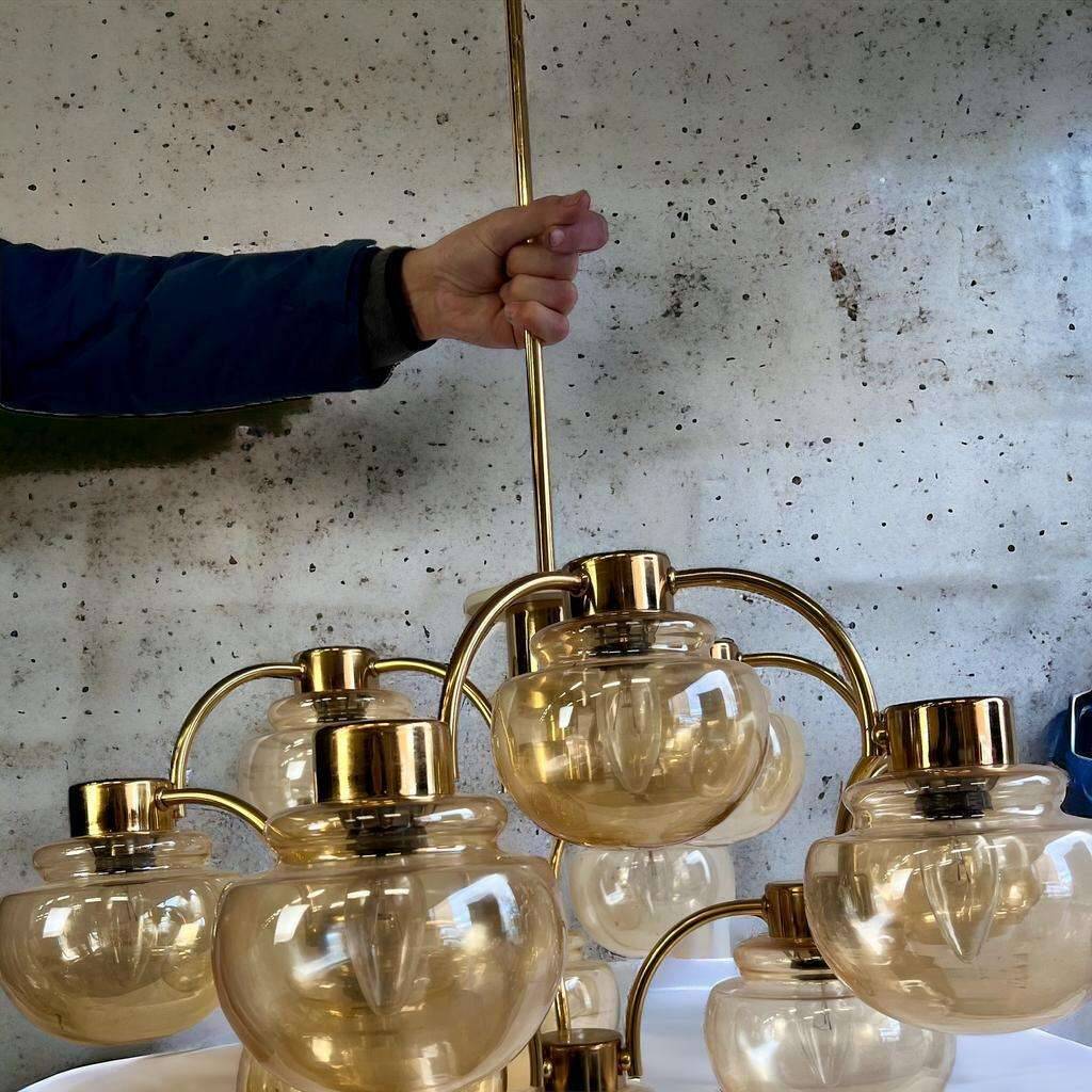Vintage “golden” sciolari style hanging lamp with 12 light points