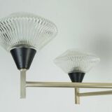 6-light mid century CHANDELIER pendant light glass aluminum and metal earyl 1960s