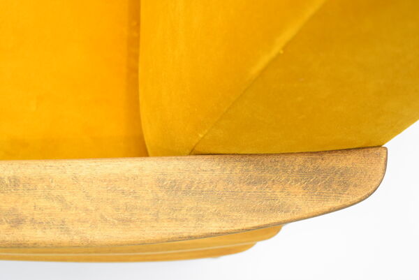 Fauteuil vintage jaune Allemagne années 1960 velours moutarde