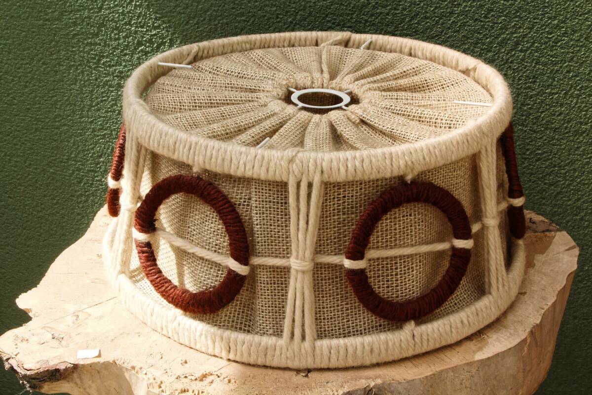 Lampshade, pendant light, 70s in wool and linen
