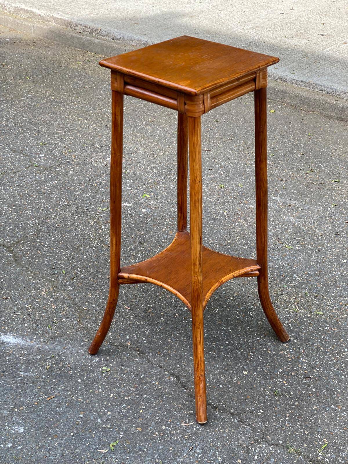 Vintage Art Nouveau shelf in solid wood and bamboo Maugrion Fran