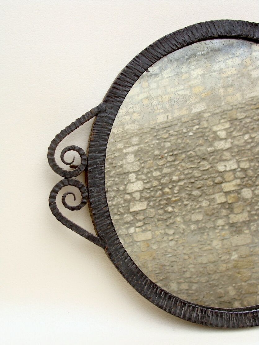 1930 hammered metal mirror