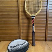 Vintage adidas tennis racket ilie năstase wood + case #e2