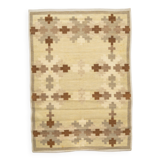 Tapis tissé plat de style scandinave du milieu du siècle. Tapis suédois/Tapis tissé plat