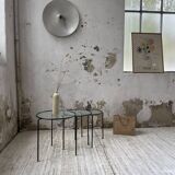 1950s metal and glass nesting coffee tables