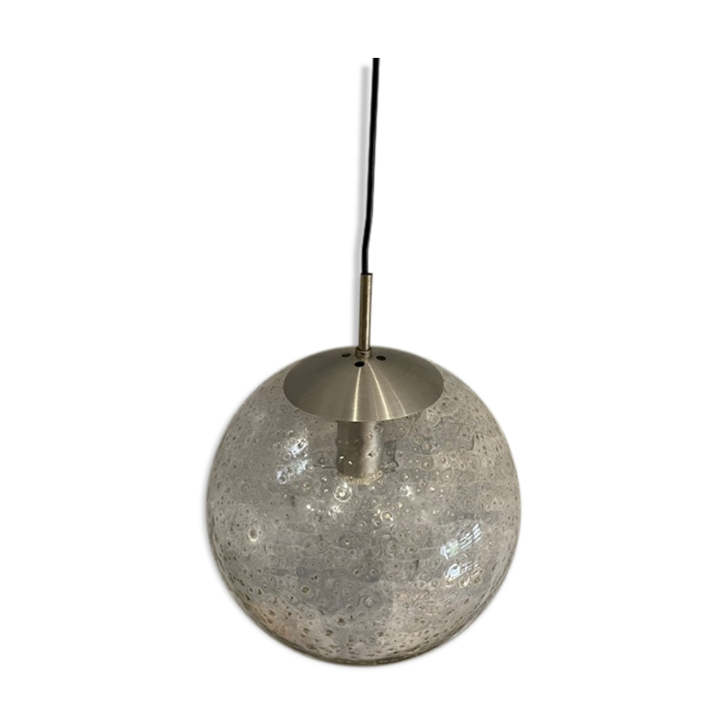 Vintage glass ball and aluminum hanging lamp