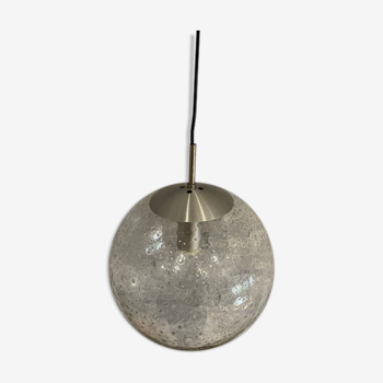 Suspension boule en verre et aluminium vintage 1970