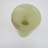 Vase in translucent natural stone of very light green color