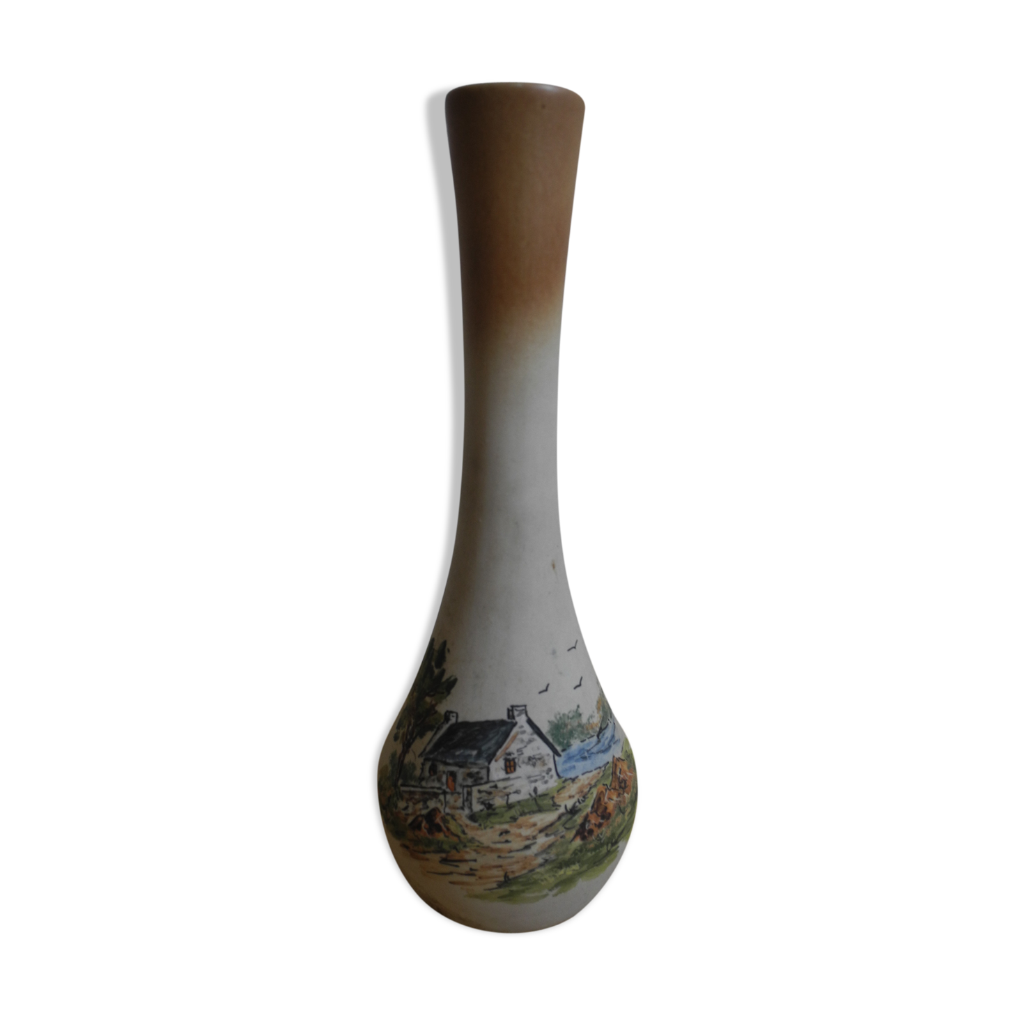 ceramic vase painting signed Chris