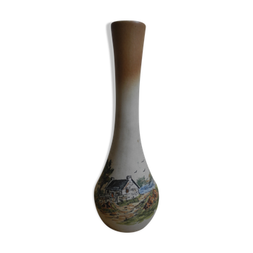 ceramic vase painting signed Chris