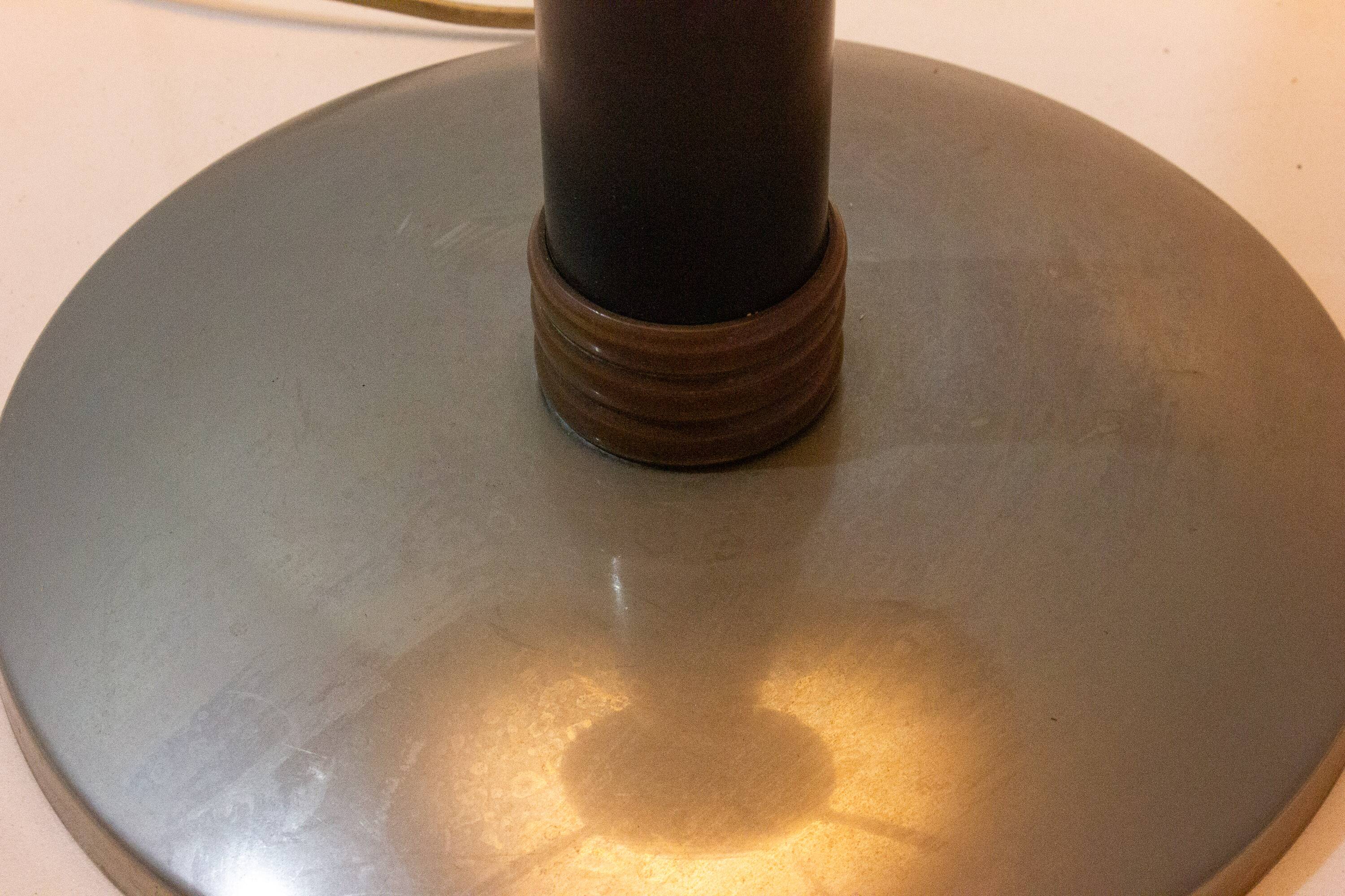 Italian desk / table mushroom lamp in brushed metal, 1950s
