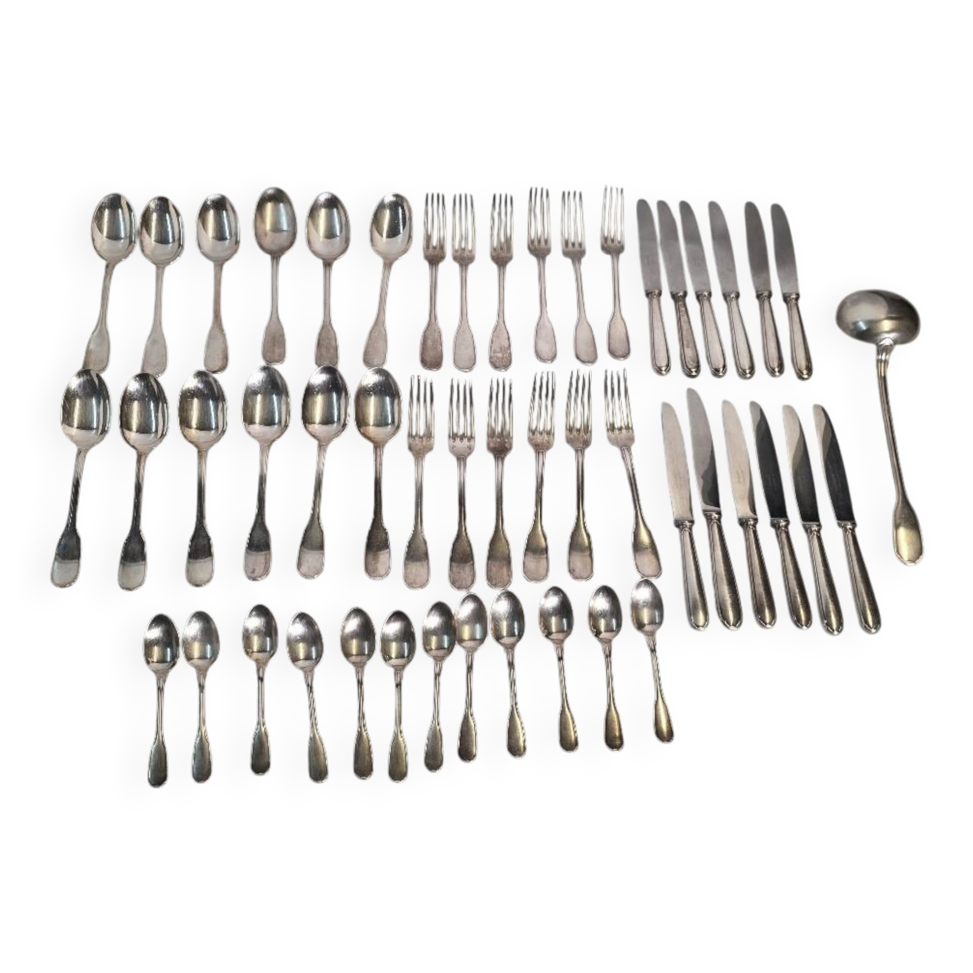 Christofle silver-plated cutlery set, 49 pieces with case.