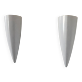 Pair of vintage wall lights in white lacquered metal, France, 1980.