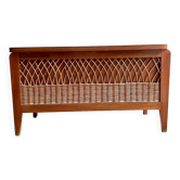 Wooden and rattan toy box