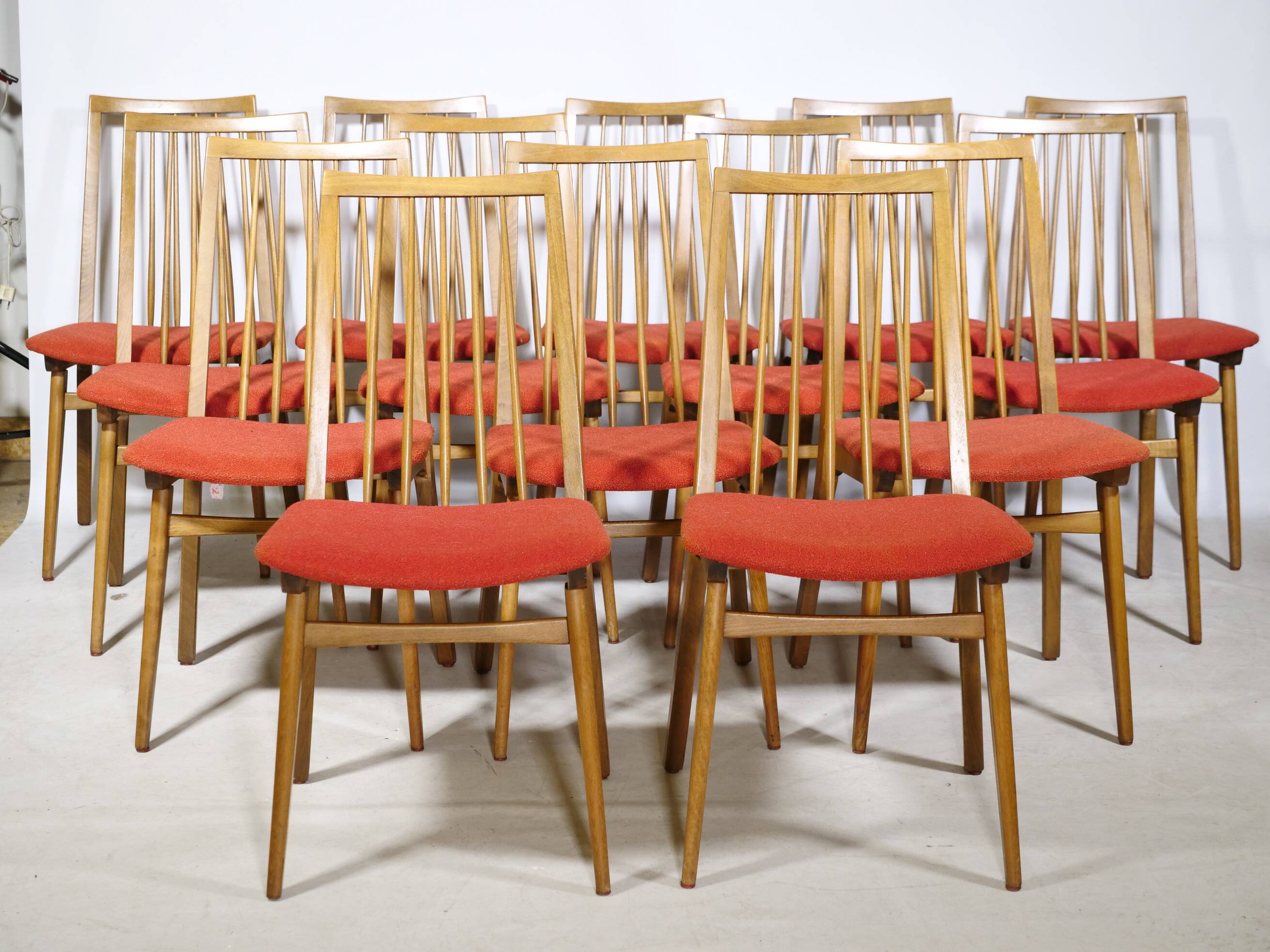 Mid-Century Walnut Dining Chairs, Set of 14, 1960s