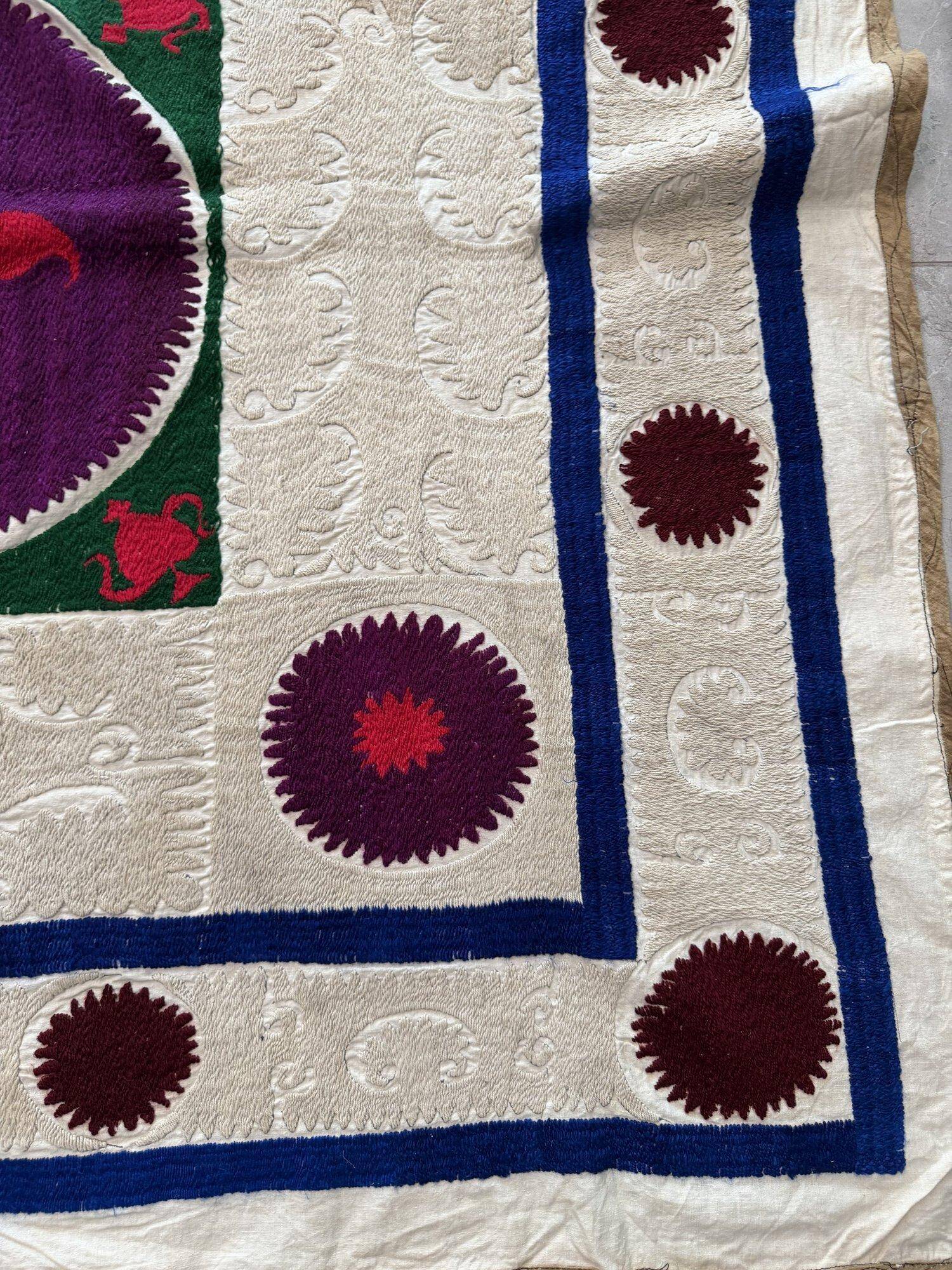 Vintage hand-embroidered tablecloth 129x132 cm