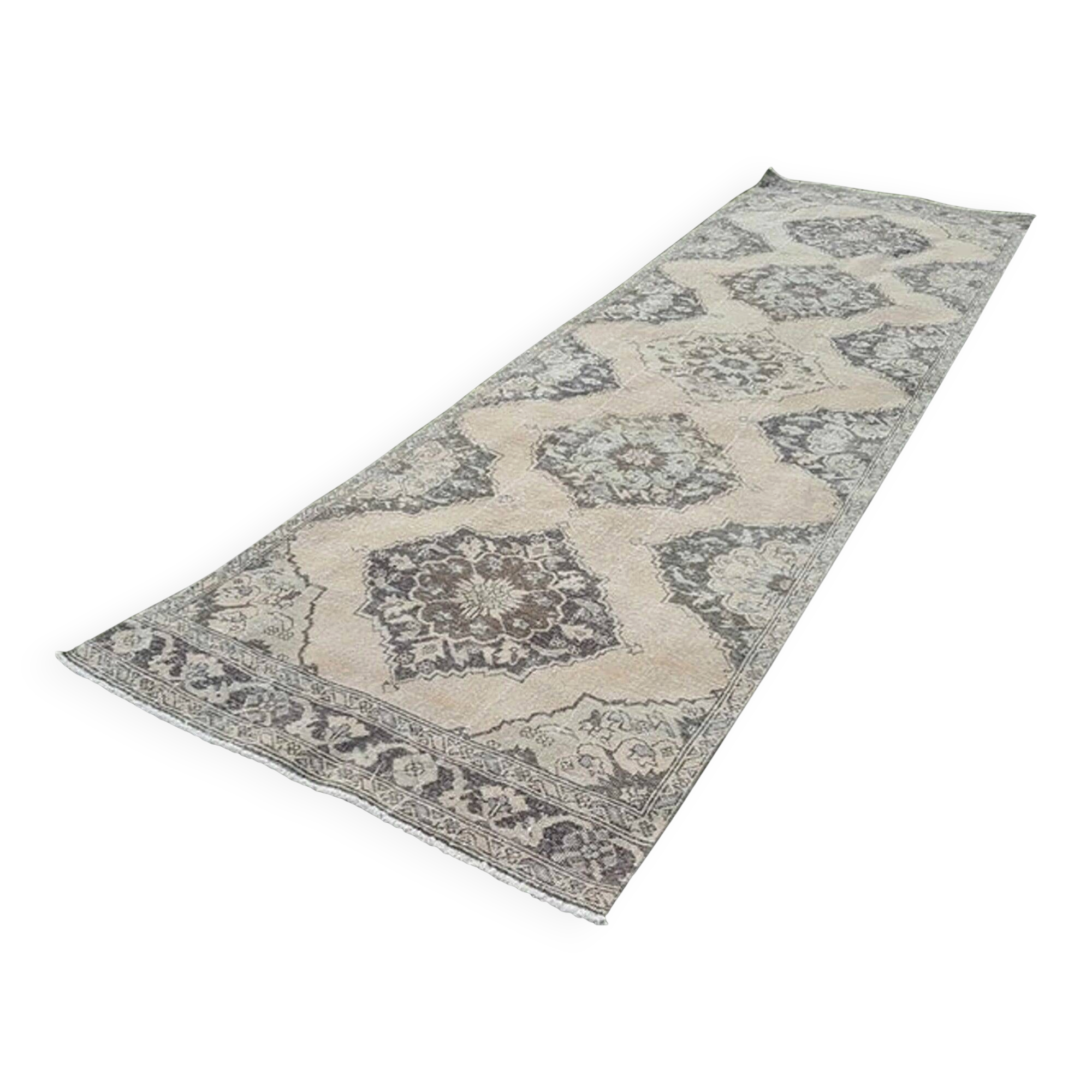 Vintage Turkish hallway rug 119x395 cm