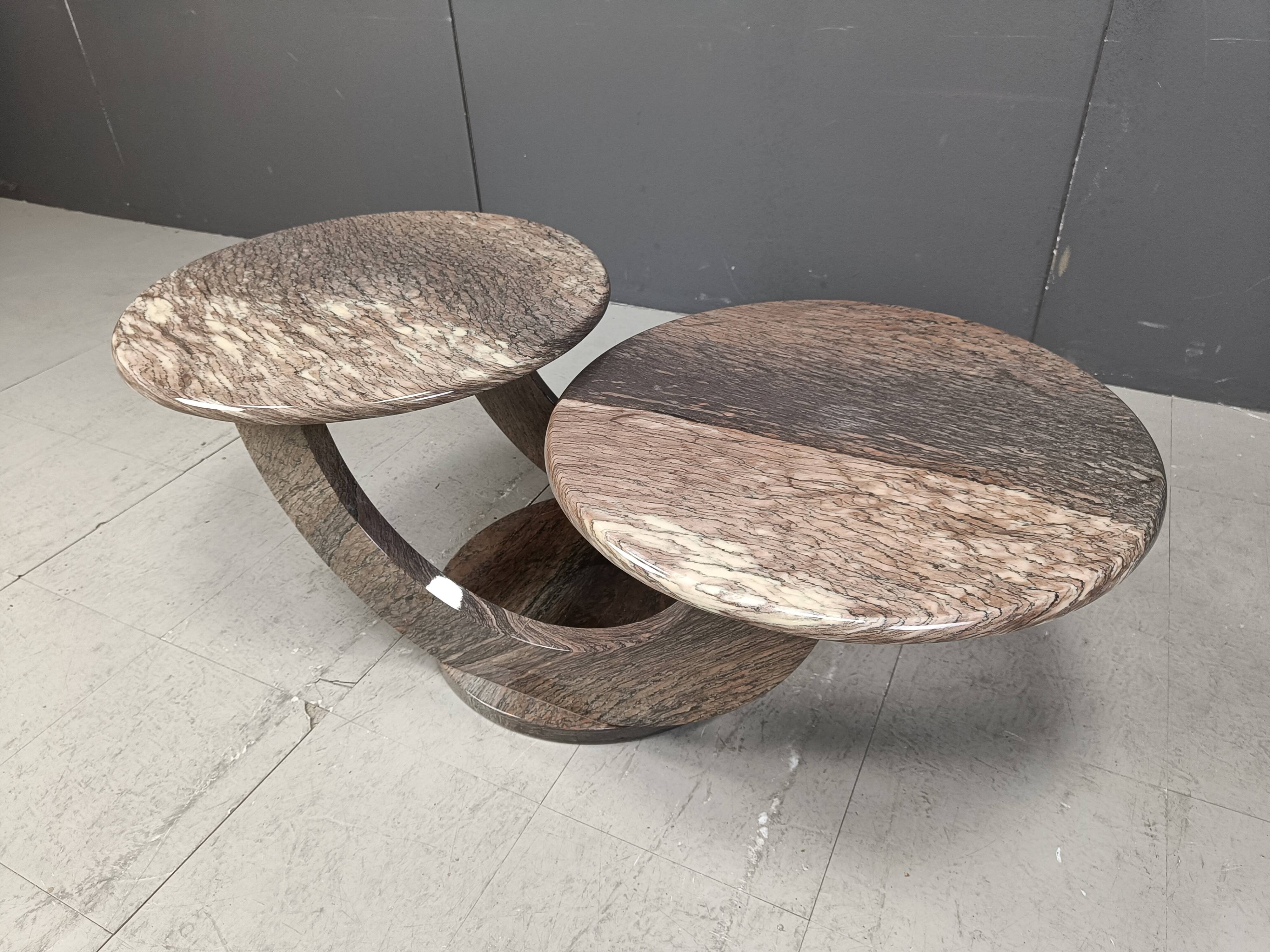 Vintage two tier marble coffee table, 1970s