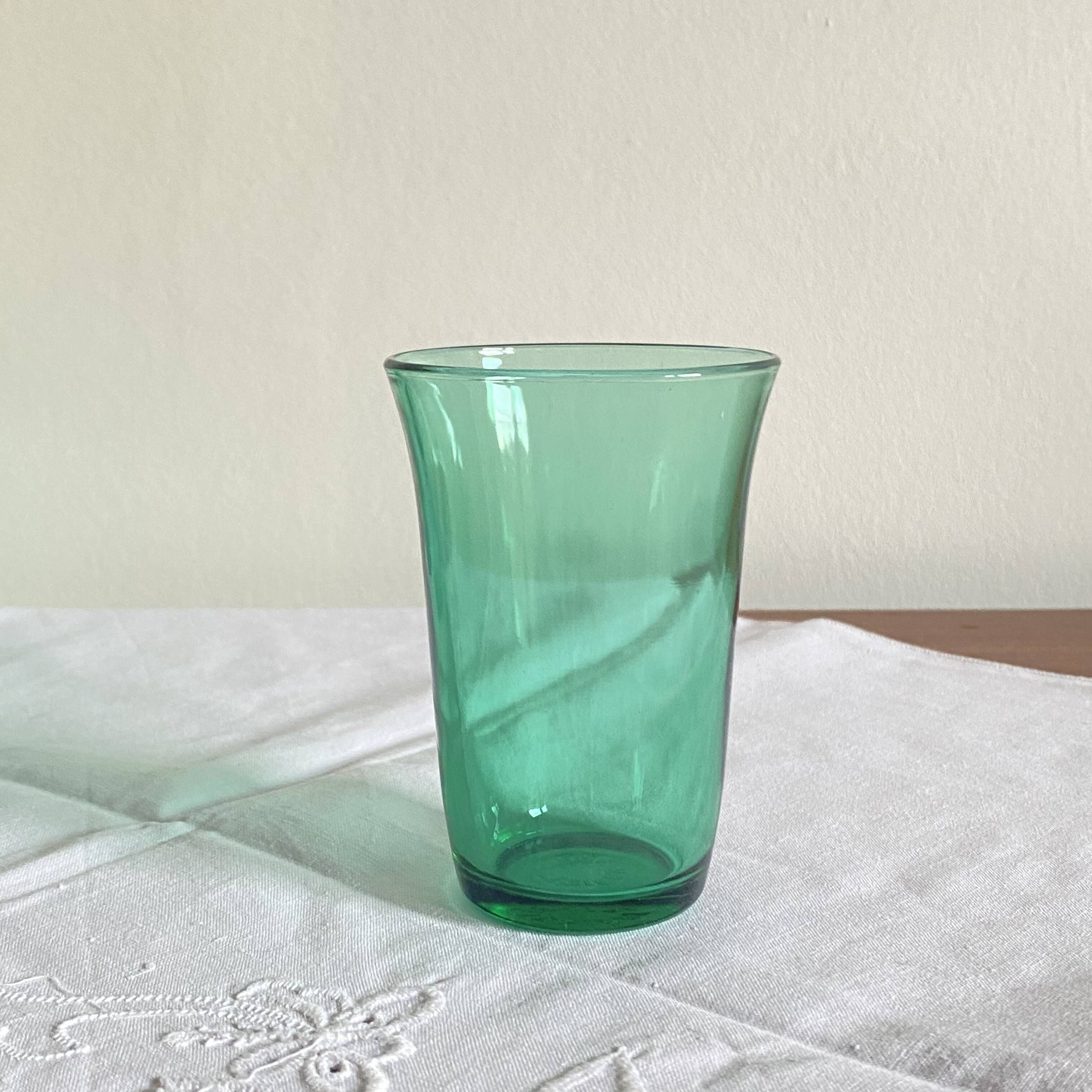 Set of 8 Lesieur green tumbler glasses vintage tableware ACC-7240