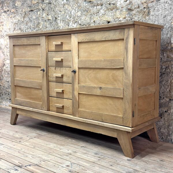 Buffet Bahut René Gabriel - Chêne Brut – Mobilier de Reconstruction - Année