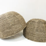 Pair of jute lampshades, 1970