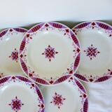6 flat ironstone plates from Moulin des Loups and Hamage, Madeleine model