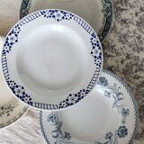 4 vintage blue ironstone soup plates
