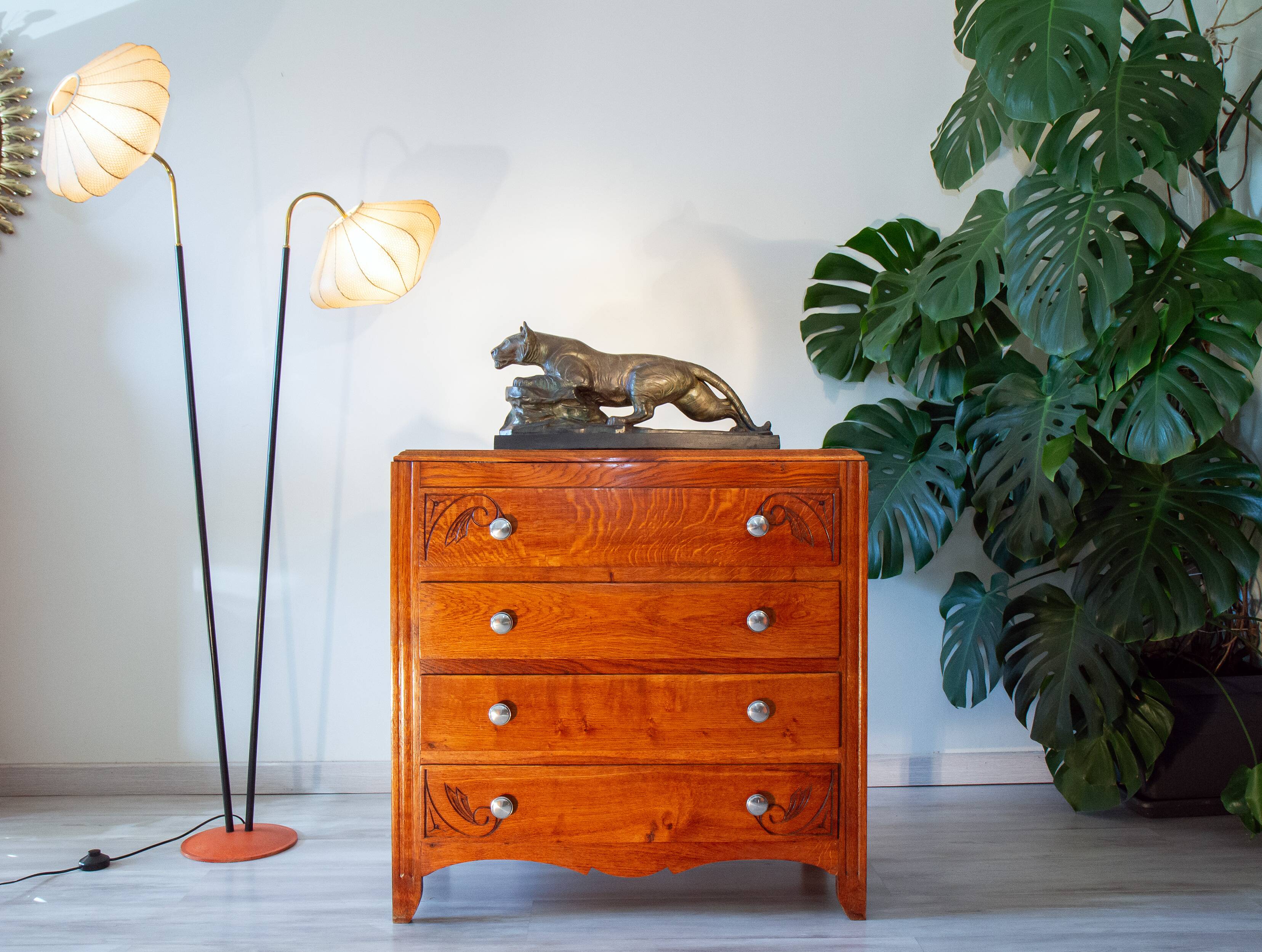 1950s Art Deco chest of drawers, oak