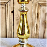 Old candle holder XIX gilded mercurized eglomised glass