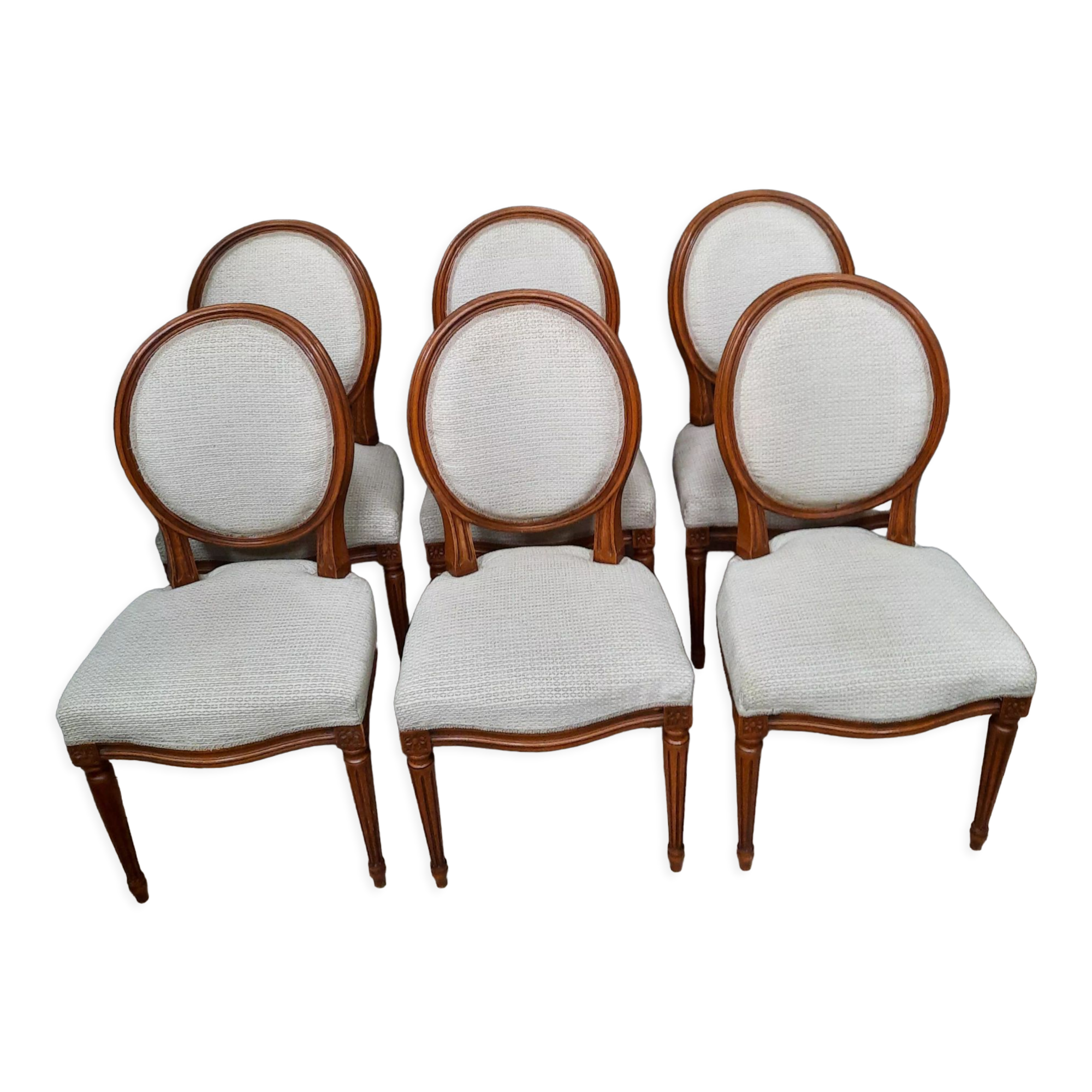 Series of 6 Louis XVI style medallion chairs