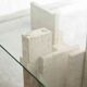 Glass & travertine dining table by Willy Ballez