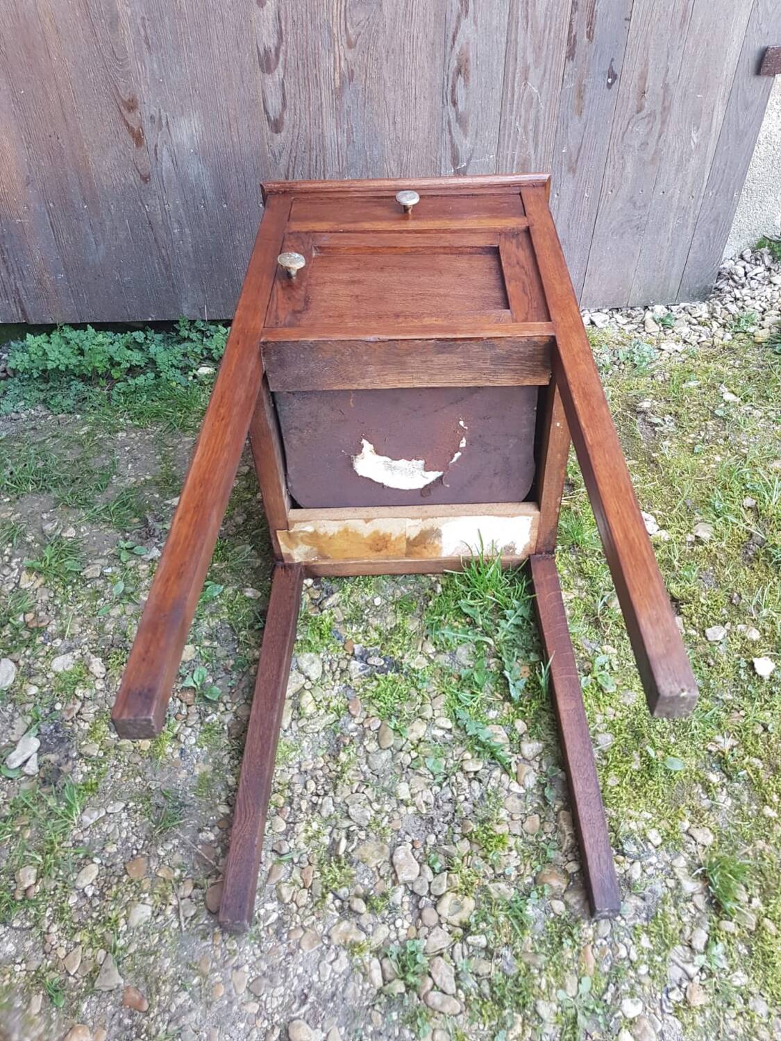 Old bedside table wooden nightstand drawer + case vintage