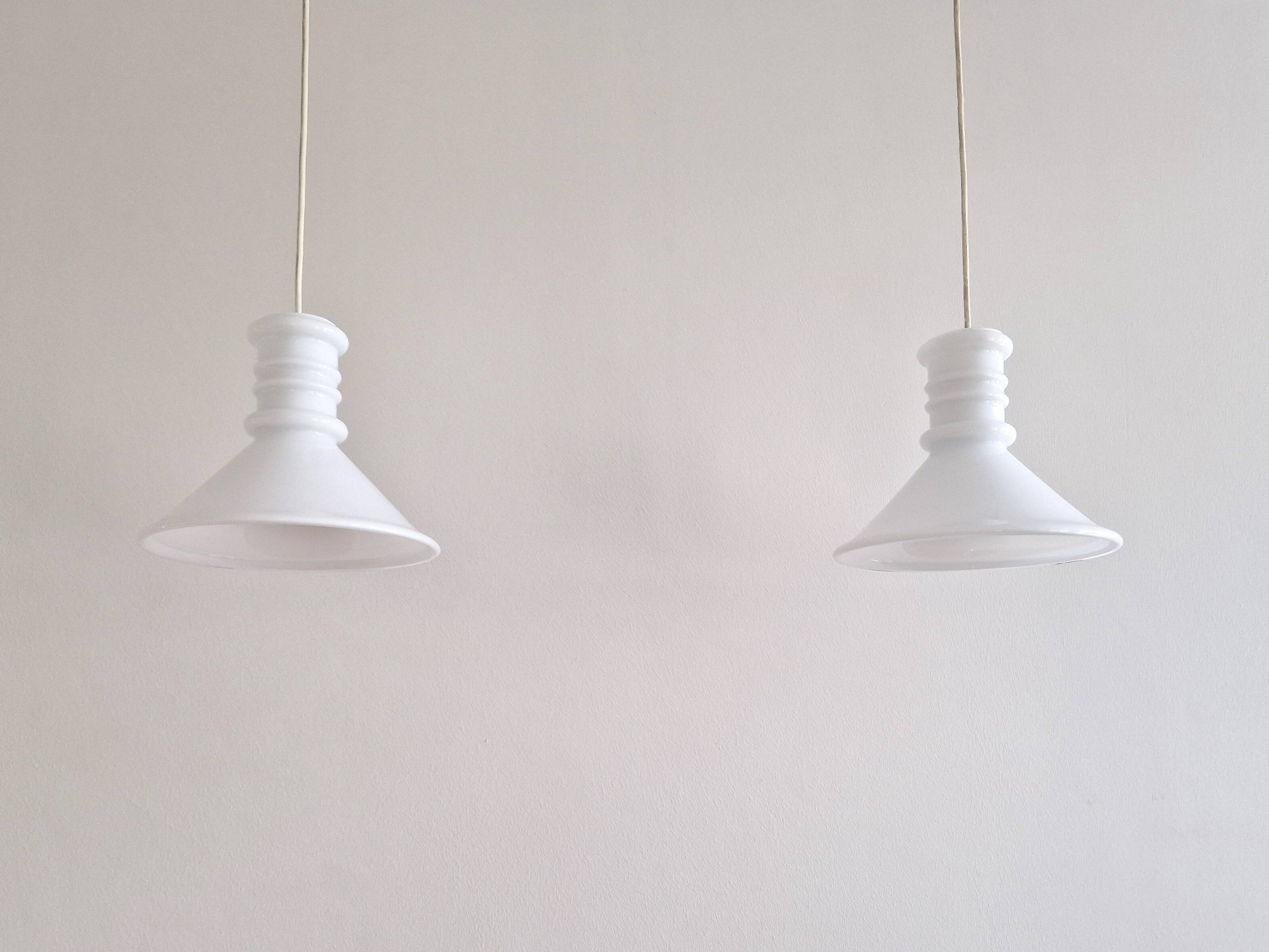 Set of 2 small 'Apoteker' pendant lamps by Sidse Werner for Holmegaard, Denmark 1980's